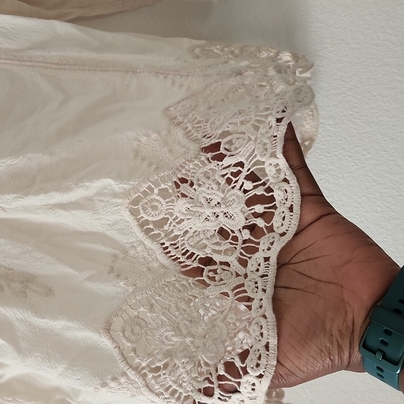 Lapis Peasant Cottagecore Embroidered tunic top Boho Bohemian Monochromatic - Picture 2 of 15